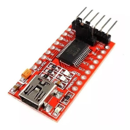 Módulo Mini USB a TTL Rojo FTDI FT232RL