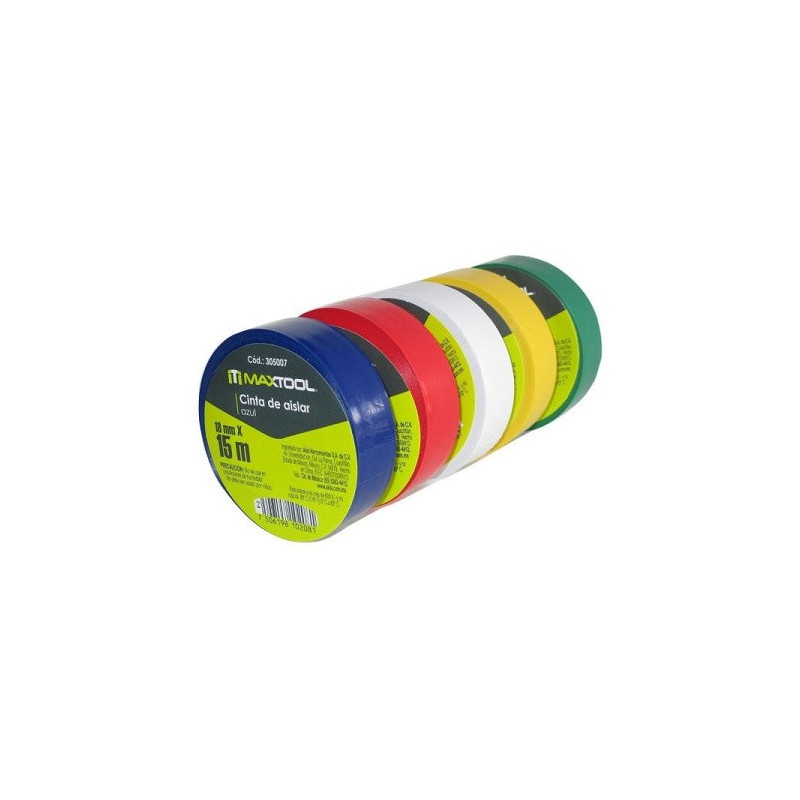 Cinta de aislar varios colores Maxtool 15m