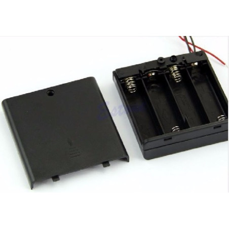 Portapilas 4 AA con apagador y cables PP-4AACS