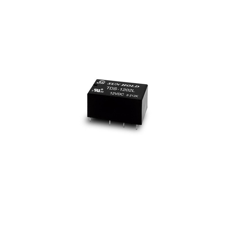 Relevador 12V 2P2T negro TDS-1202L