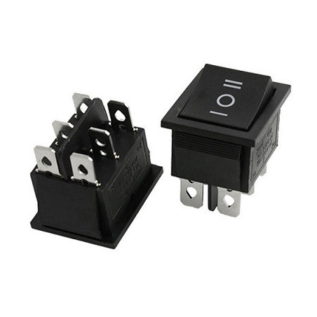 Switch rocker rectangular 2P2T AC negro SW-053