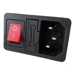 Conector macho interlock con switch, porta fusible