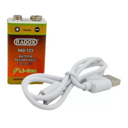 Bateria 9v recargable usb radox 660-723