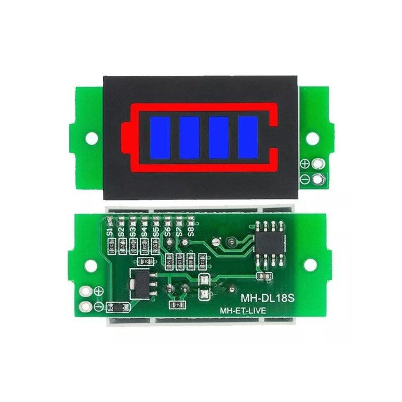 Modulo indicador carga bateria litio 1s - 8s azul