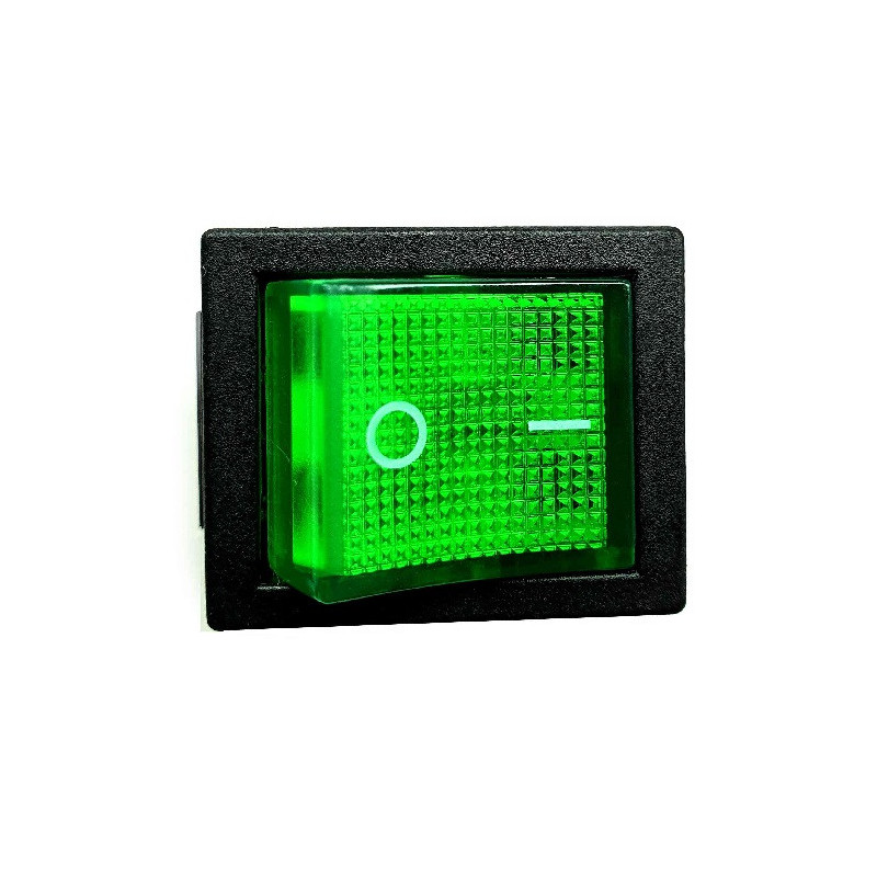 Switch grande rectangular verde con foco SW-050GR