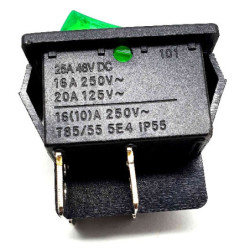 Switch grande rectangular verde con foco SW-050GR