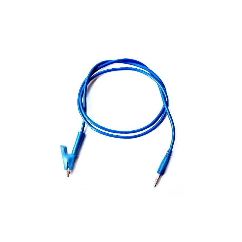 Cable banana caimán 1m reforzado azul