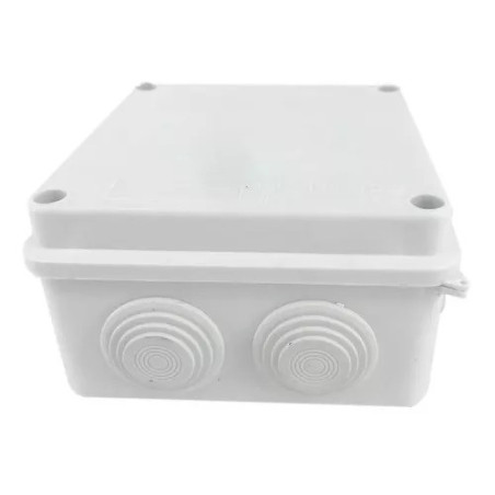 Gabinete gris con 8.5x8.5x5cm con conexiones