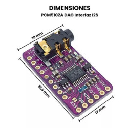 Módulo PCM5102A DAC con I2S para reproductor PHAT