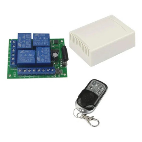 Modulo RF switch 12V ON OFF de 4 canales 433MHZ con control remoto